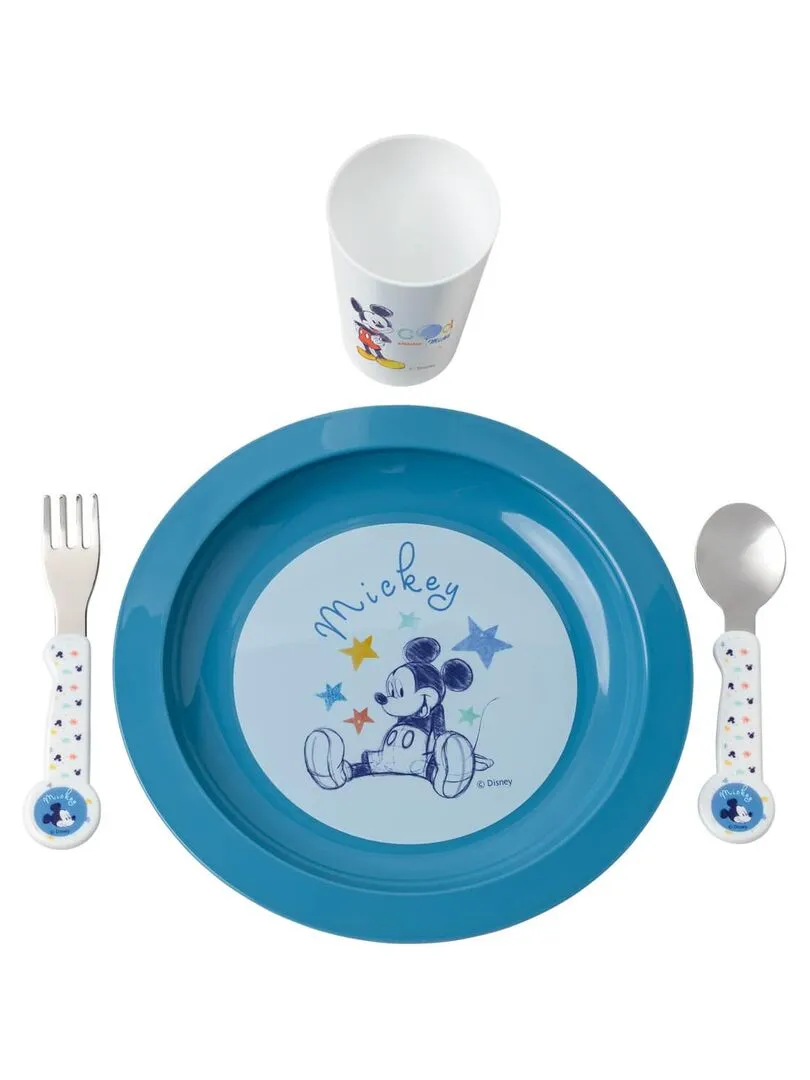 Assiette plate bébé - Bleu Multicolore Blanc