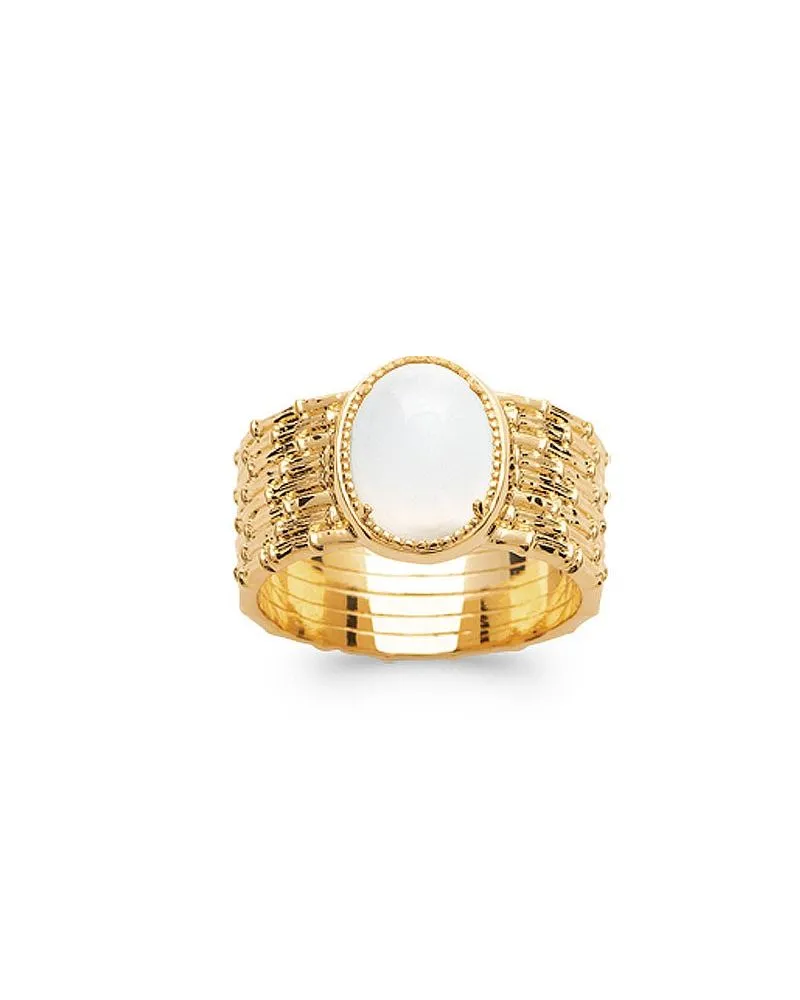 Bague Or 5 & Pierre de Lune - Plaqué Or by Zosha