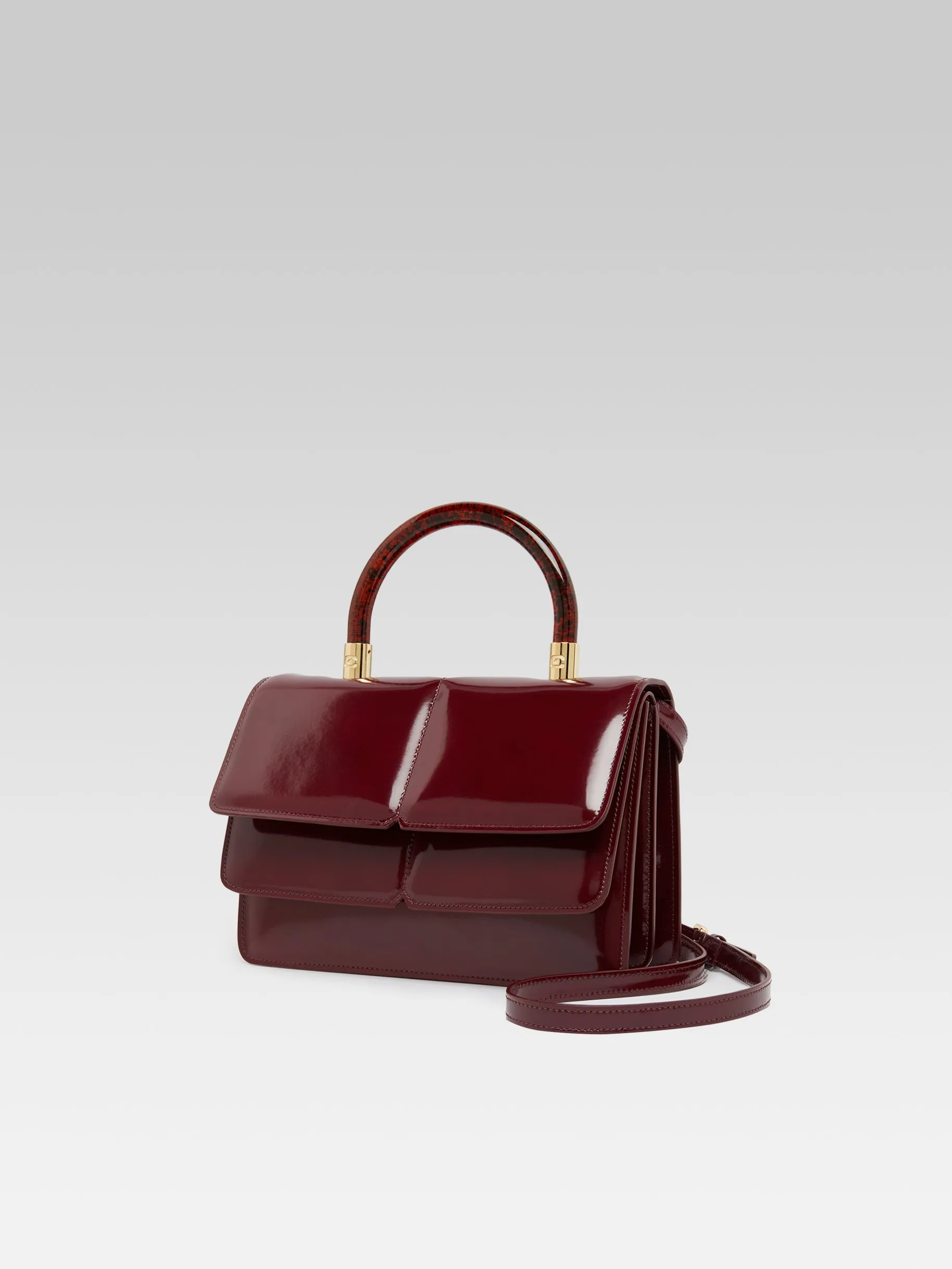 Georges - Sac à main cuir glacé bordeaux