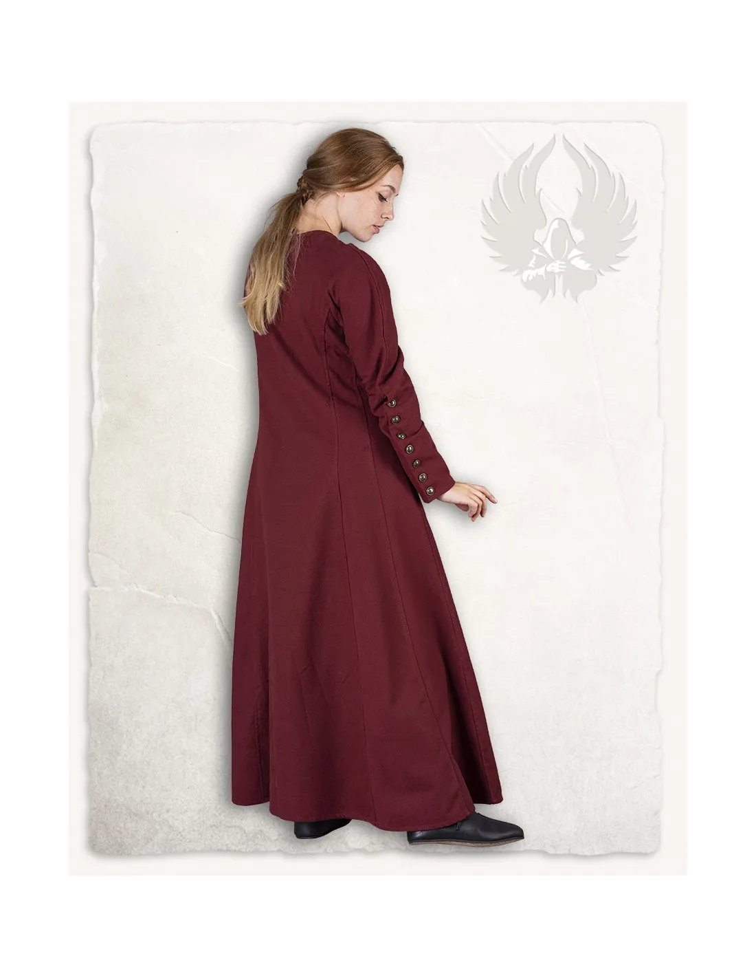 Robe médiévale modèle Jovina, bordeaux ⚔️ Boutique Épées