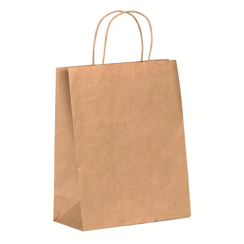 Sac cabas papier kraft brun poignées ficelles 280x160mm h300mm 200u