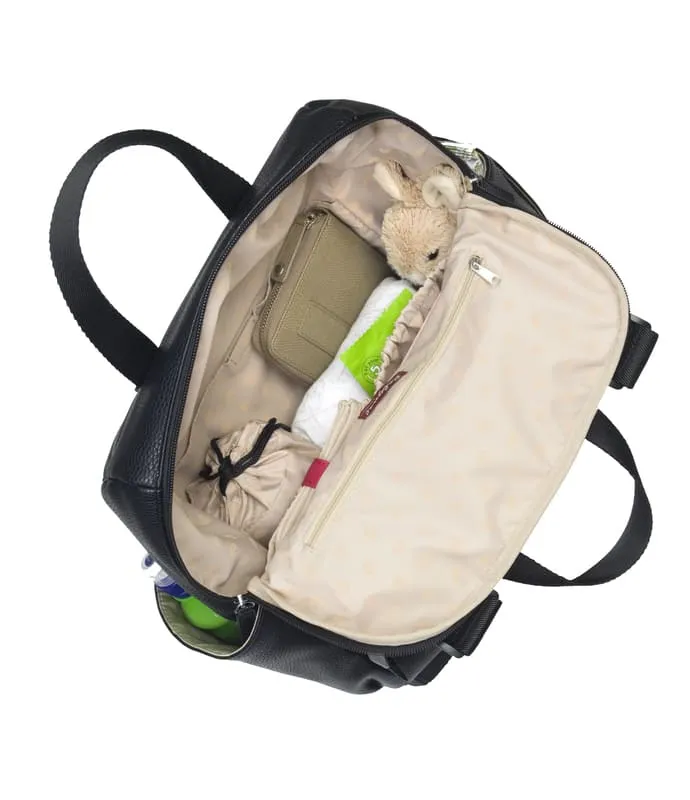 Sac à dos à langer Robyn en cuir vegan Noir
