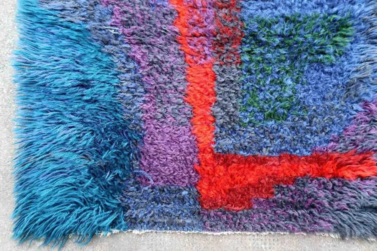 Tapis vintage Suédois Rya fait main, 1P115