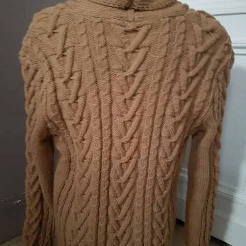 Veste homme beige t. l tricotée main